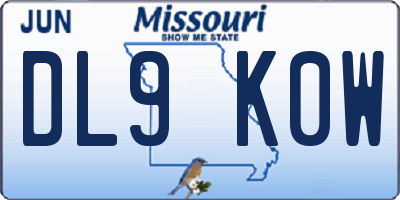 MO license plate DL9K0W