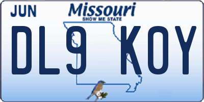 MO license plate DL9K0Y