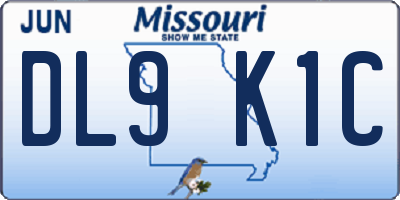 MO license plate DL9K1C