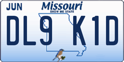 MO license plate DL9K1D