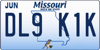 MO license plate DL9K1K