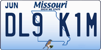 MO license plate DL9K1M
