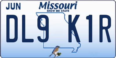 MO license plate DL9K1R