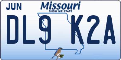 MO license plate DL9K2A