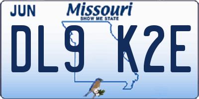 MO license plate DL9K2E