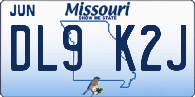 MO license plate DL9K2J