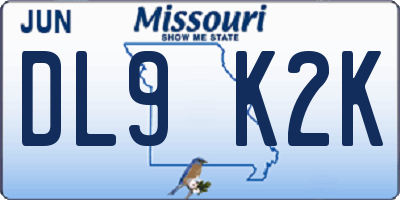 MO license plate DL9K2K