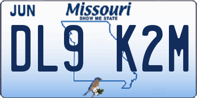 MO license plate DL9K2M