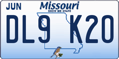 MO license plate DL9K2O