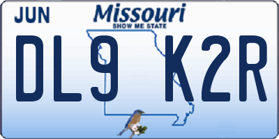 MO license plate DL9K2R