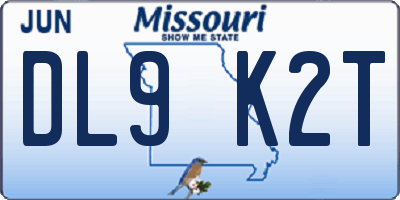 MO license plate DL9K2T