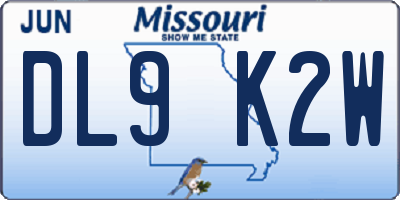 MO license plate DL9K2W