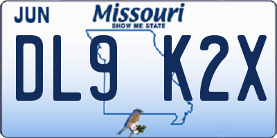 MO license plate DL9K2X