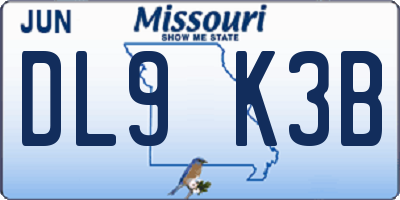 MO license plate DL9K3B