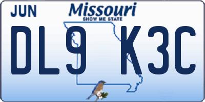 MO license plate DL9K3C