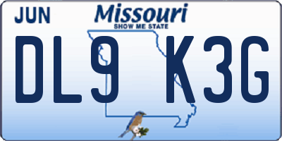 MO license plate DL9K3G