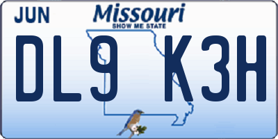 MO license plate DL9K3H