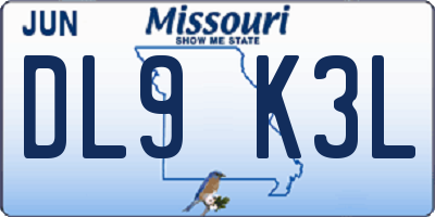 MO license plate DL9K3L