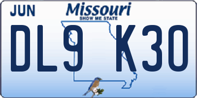 MO license plate DL9K3O