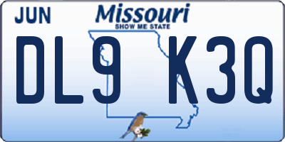 MO license plate DL9K3Q