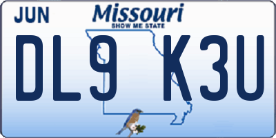 MO license plate DL9K3U