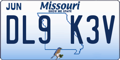 MO license plate DL9K3V