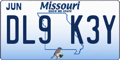 MO license plate DL9K3Y