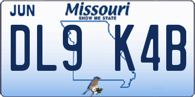 MO license plate DL9K4B