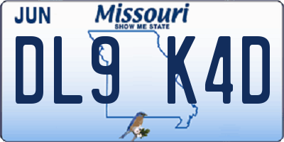 MO license plate DL9K4D