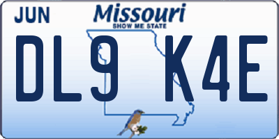 MO license plate DL9K4E