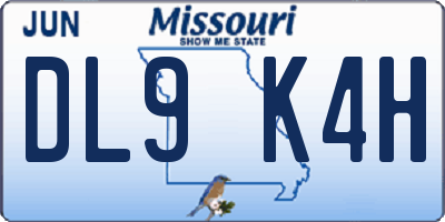 MO license plate DL9K4H
