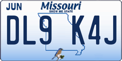 MO license plate DL9K4J