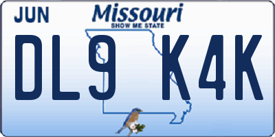 MO license plate DL9K4K