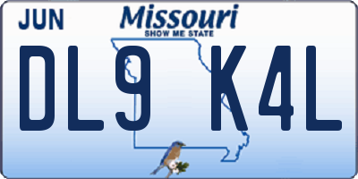 MO license plate DL9K4L
