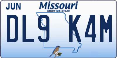MO license plate DL9K4M