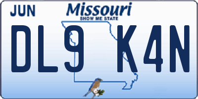 MO license plate DL9K4N