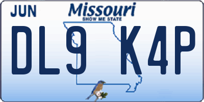 MO license plate DL9K4P