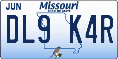 MO license plate DL9K4R