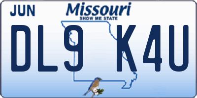 MO license plate DL9K4U