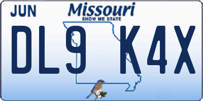 MO license plate DL9K4X