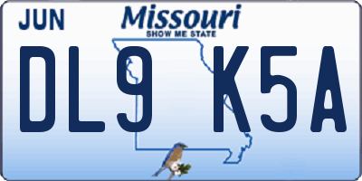 MO license plate DL9K5A