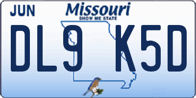 MO license plate DL9K5D