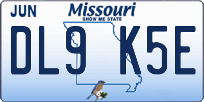 MO license plate DL9K5E