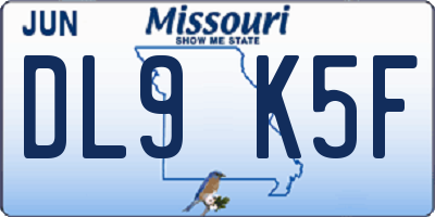 MO license plate DL9K5F
