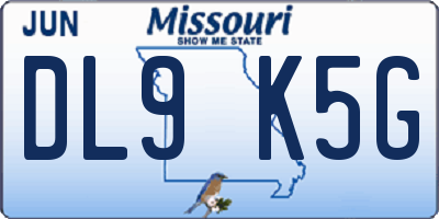 MO license plate DL9K5G