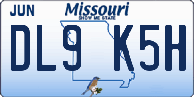 MO license plate DL9K5H