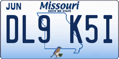 MO license plate DL9K5I