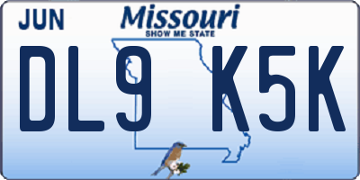 MO license plate DL9K5K