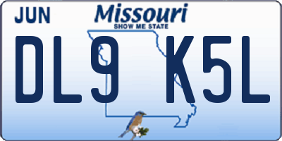 MO license plate DL9K5L