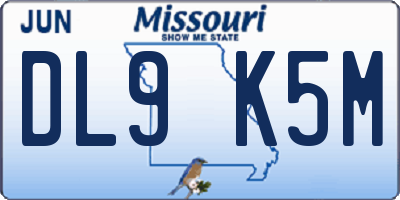 MO license plate DL9K5M
